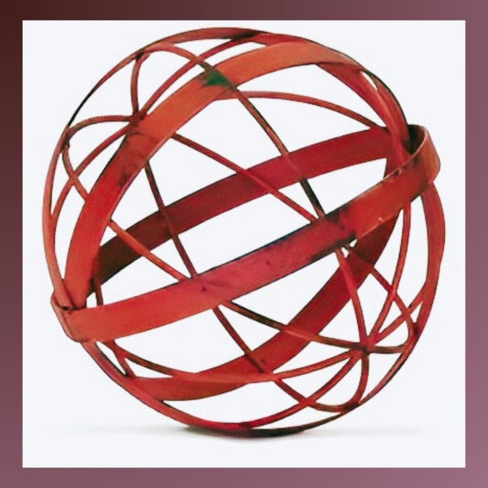 Bruening Inspired Distressed Metal Decorative Sphere Sculpture 12"